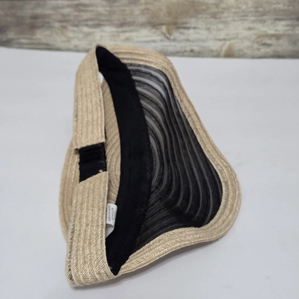 Eugenia Kim VICKY Straw Woven Weave Mesh Sun Visor Hat Accessory Natural